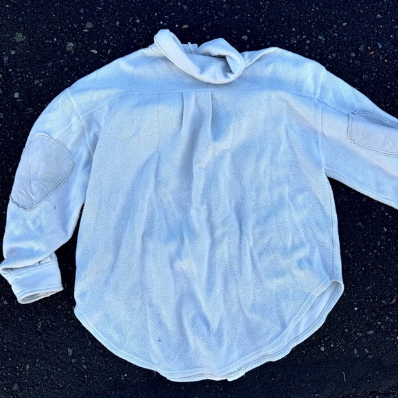 Free People Ruby Oversized Fleece Shirt Jacket Shacket Light White Cozy Sz Large - Picture 8 of 10